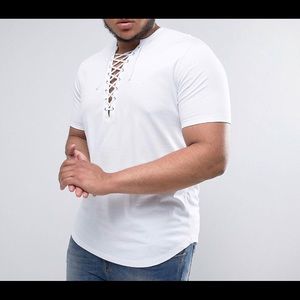 White V lace up shirt